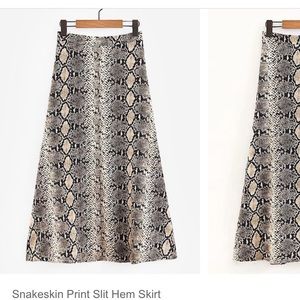 SHEIN Beige & Black Snakeskin Midi Skirt